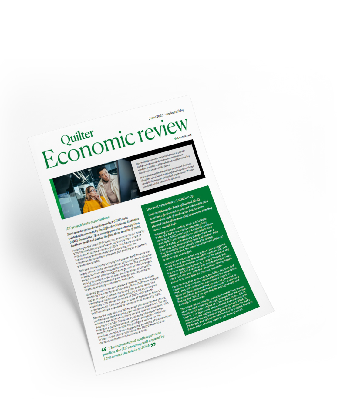 Economic review monthly newsletter cover