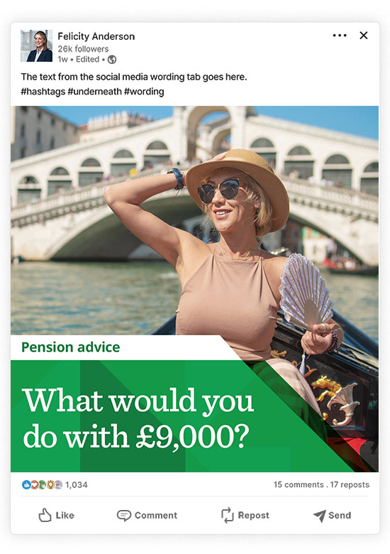 Social media post for week one of the Pension Awareness campaign