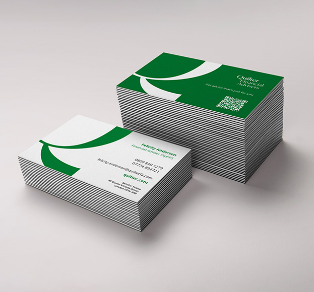 Example business cards in a pile