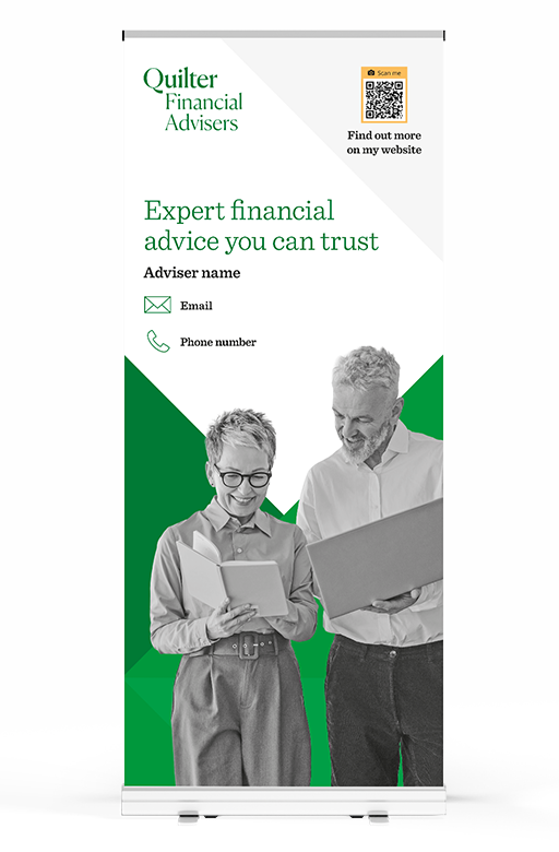 Image of the event pull-up banner with QR code