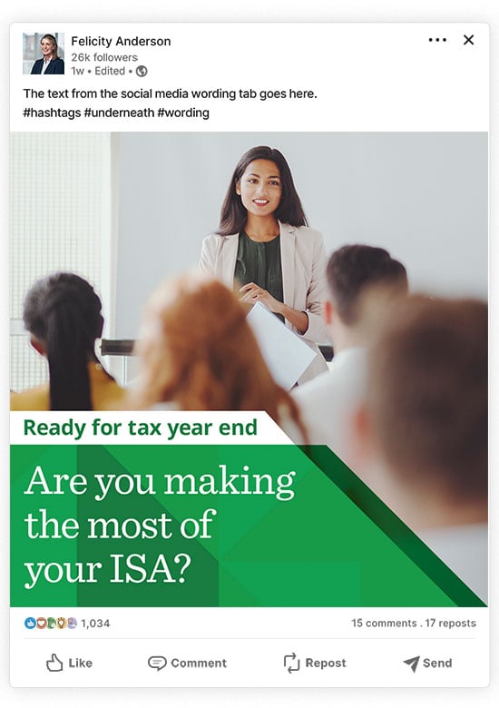 Social media post for week two of the tax year end campaign