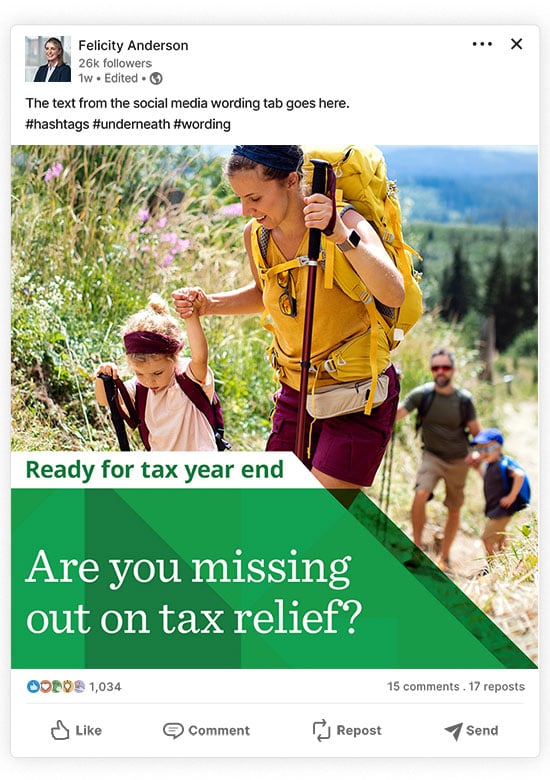 Social media post for week four of the tax year end campaign