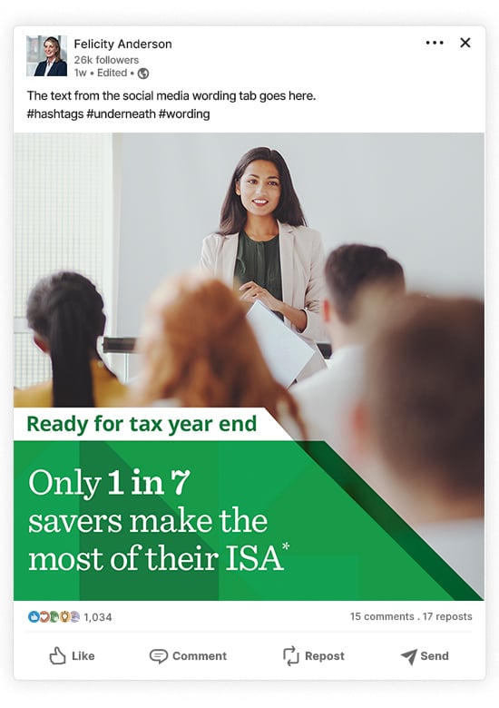 Social media post for week two of the tax year end campaign