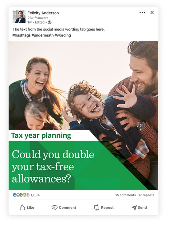 Social media post for week two of the Tax year planning campaign