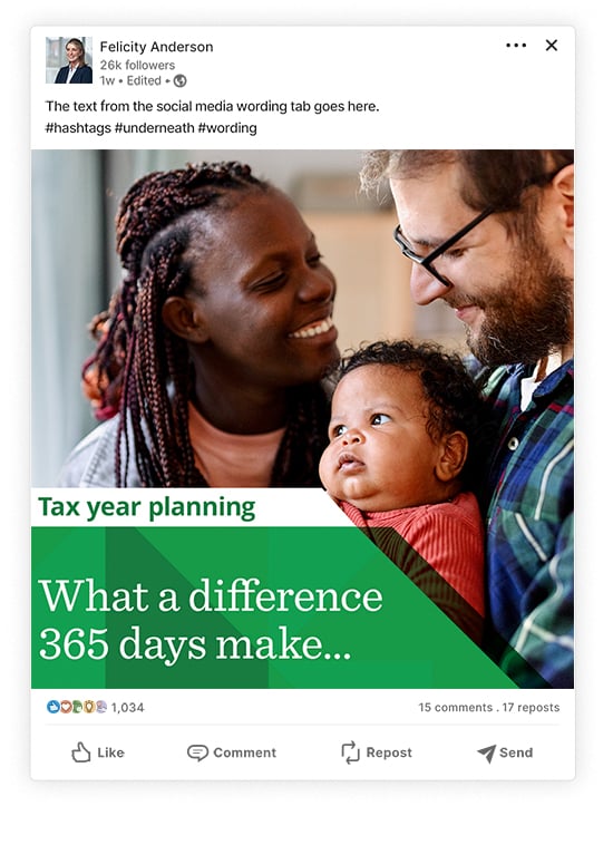 Social media post for week three of the Tax year planning campaign